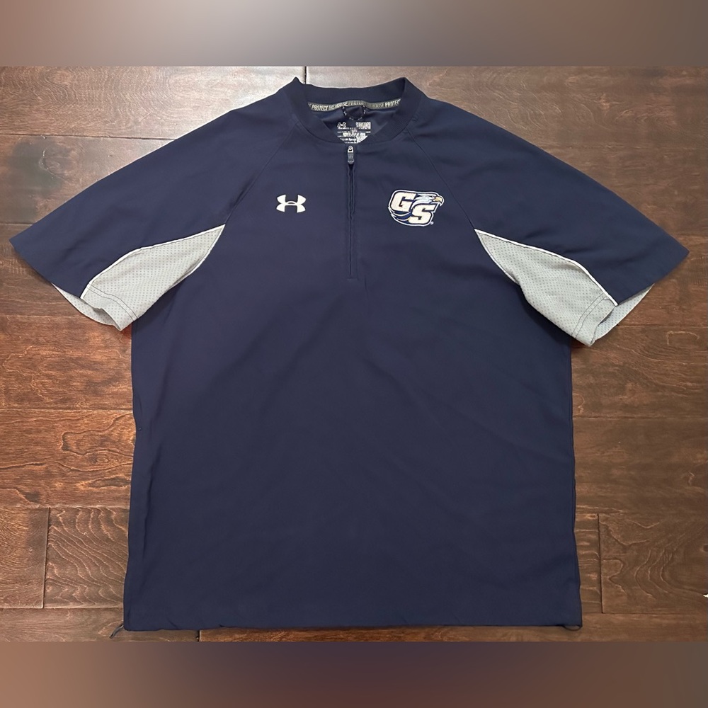 Men’s Under Armour Georgia Southern GSU Blue 1/Zip Short Sleeve Shirt- Medium